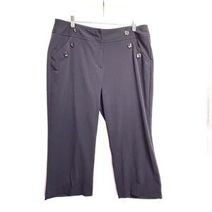 Larry Levine Cropped Pants Dark Blue Sailor Button Front And Pockets